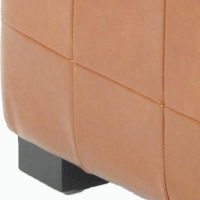 Chic Saddle Brown Bi-Cast Leather Storage Bench with Button Tufting