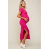 PinkBlush Fuchsia Basic Ribbed Side Slit Maternity Midi Dress - 2 of 4