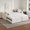 Twin to King Size Daybed with Trundle, Twin Size Chenille Upholstered Extendable Sofa Bed Frame with Storage Drawers - ModernLuxe - 3 of 4