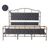 King Size High Board Metal Bed, Heavy Duty Metal Bed Frame, No Box Spring Needed, Easy Assemble, King Platform Bed Frame With Soft Headboard Footboard - 2 of 4