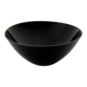 Smarty Had A Party 32 oz. Black w/ Gold Rim Organic Round Plastic Bowls - 60 pcs - 1 of 4