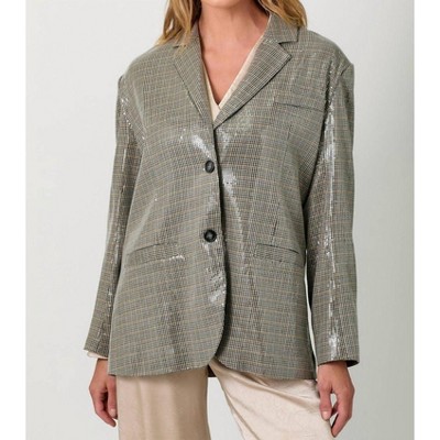 Women's Shiny Oversized Blazer - mystree