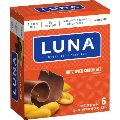 LUNA Nutz Over Chocolate Nutrition Bars - 6ct