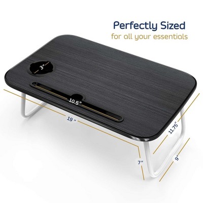 Black Foldable Wood Laptop Tray with White Legs