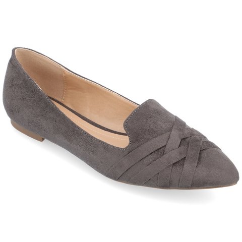 Женские туфли Journee Collection Women's Mindee Slip On Pointed Toe Loafer Flats Grey 11