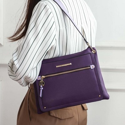 MKF Collection Shoulder Bag Vegan Leather Top Handle Removable Crossbody Strap, Aliyah | MKF Collection by Mia K - Purple Lavender — фото 2