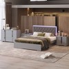 NicBex Queen Modern Upholstered Bed Frame with Velvet Headboard,Platform Bed Frame with LED Light,Solid Wood Slats Support,Easy Assembly,White/Gray - 3 of 4