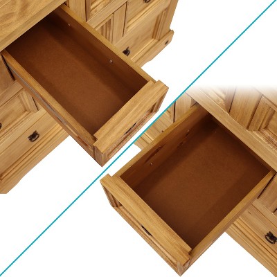 Sunnydaze Light Brown Pine 9-Drawer Farmhouse Chest