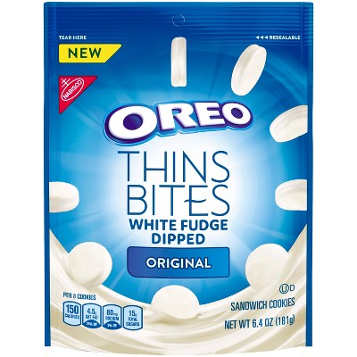 Oreo Thins Bites White Fudge Dipped Original Sandwich Cookies - 6.4oz
