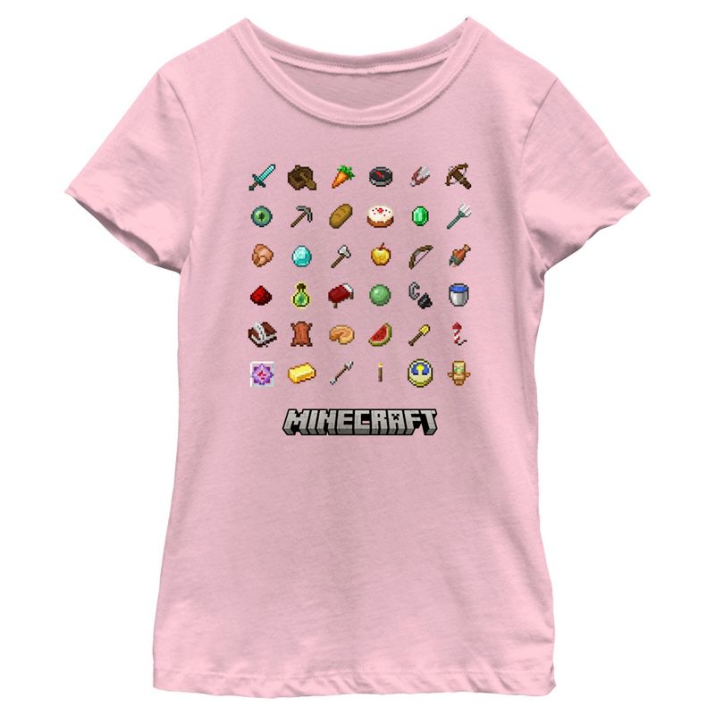 Girl's Minecraft Item Collection T-Shirt, 1 of 5
