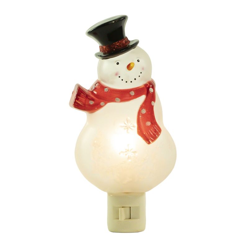 Northlight 6.75" Snowman Wearing Red Scarf Christmas Night Light, 1 of 7