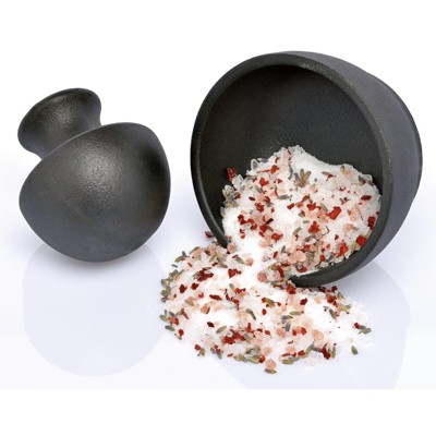 Manu Black Cast Iron Mortar and Pestle Set