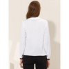 INSPIRE CHIC Women's Elegant Contrast Trim V Neck Double Breasted Long Sleeve Work Shirt - 4 of 4