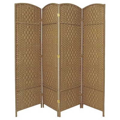 6 Ft. Tall Diamond Weave Fiber Room Divider - Natural (4 Panels ...