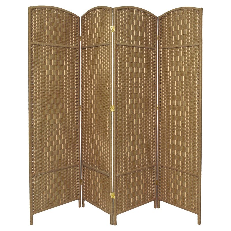 6 ft. Tall Diamond Weave Fiber Room Divider 4 Panels - Oriental Furniture, 1 of 3