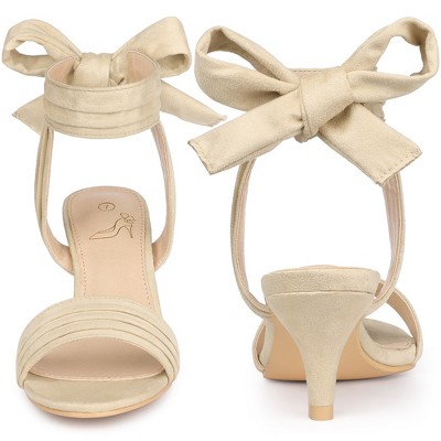 Perphy Women's Open Toe Ankle Tie Ruched Strap Bridal Kitten Heels Sandals - image 2