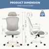 FURNIinspire Task And Office Chairs High-Back Mesh Rolling Work Task Chairs With Wheels And Adjustable Headrests, Fixed Arms, Gray, 25"*27"*53" - 3 of 4