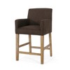 26" Upholstered Counter Stool with Armrests and Rubberwood Frame, Modern Comfortable Seating for Kitchen - 3 of 4