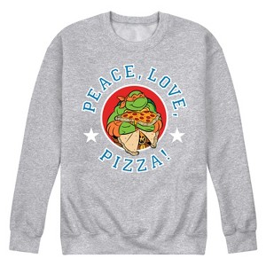Men's - Teenage Mutant Ninja Turtles - Peace Love Pizza Graphic Fleece Sweatshirt - 1 of 4