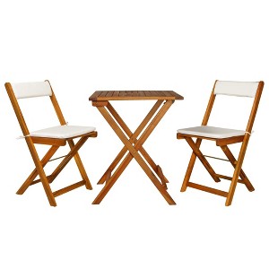 vidaXL 3 Piece Folding Bistro Set with Cushions Solid Acacia Wood - 1 of 4
