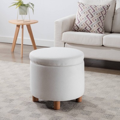 Round Storage Ottoman With Lift Off Lid Cream - Wovenbyrd : Target