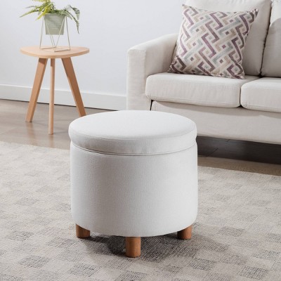 Round Storage Ottoman with Lift Off Lid - WOVENBYRD