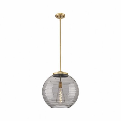 Athens Deco Swirl - 100W 1 LED Stem Hung Pendant In Industrial Style-17.13 Inches Tall and 15.75 Inches Wide