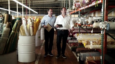 Khaki and Blue Geometric Cotton Square Throw Pillow