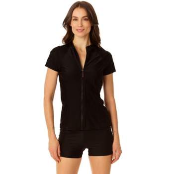 Coppersuit - Women's Short Sleeve Zip Front Rashguard Swimsuit Top