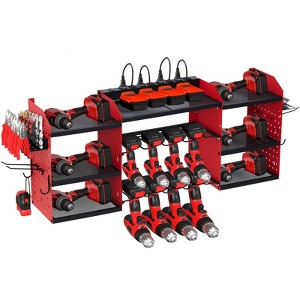 Power Tool Organizer Wall Mount for Tool Storage with Charging Station Garage Drill Holder Screwdriver Organizer Heavy Duty Tool Shelf Battery Holder - 1 of 4