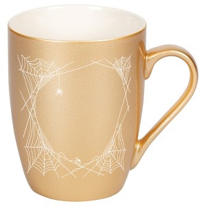 Elanze Designs 10 Ounce Ceramic Decorative Laser Engraved Giftable Novelty Tea Coffee Cup Mug Vegas Gold Halloween Spooky Spiderweb - 1 of 4