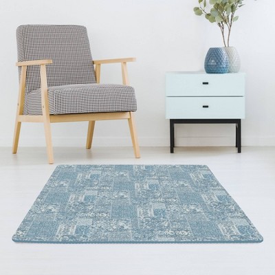 Blue Distressed Boho Foam Interlocking Floor Tiles