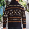 Attraco Men's Fall/Winter Fashion Jacquard Knit Long-Sleeve Zip-Up Lapel Cardigan Sweater - 4 of 4
