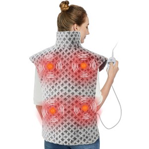 4 Massaging Heating Pad, Neck and Shoulders Electric Heating Pads Large Size, Back Heat Mat with Auto Shut Off, 3 Heat Levels & 3 Massage Modes - 1 of 4