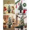 2 PCS Artificial Christmas Tree with Lighting, 90 cm Artificial Christmas Tree Snow-Flocked with 78 LED Retro Pot Base Christmas Decoration - 2 of 4