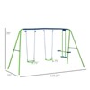 DSVIMOY Swing Set with Glider, Two Swing Seats and Adjustable Height, Outdoor A-Frame Suitable for Playground, Backyard, Green, 110.3"*55"*70" - 3 of 4