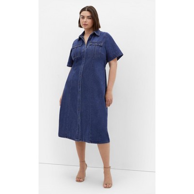 Women's Plus Size Jade Denim Dress - mid denim | CITY CHIC