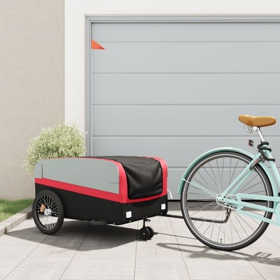 vidaXL Bike Trailer Black and Red 99.2 lb Iron