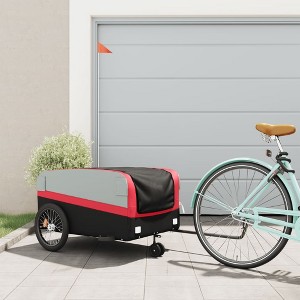 vidaXL Bike Trailer Black and Red 99.2 lb Iron - 1 of 4