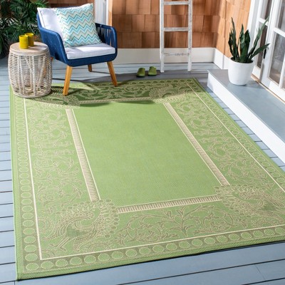 Olive and Natural Rectangular Synthetic Outdoor Area Rug