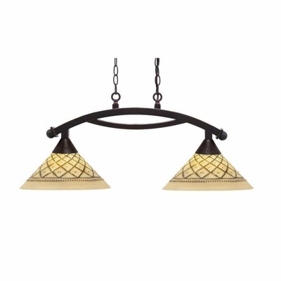Toltec Lighting Bow 2 - Light Island Pendant Light in  Dark Granite with 12" Chocolate Icing Shade