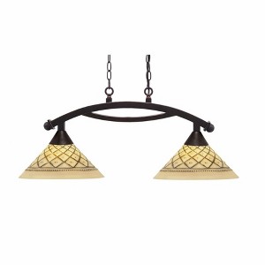 Toltec Lighting Bow 2 - Light Island Pendant Light in  Dark Granite with 12" Chocolate Icing Shade - 1 of 1