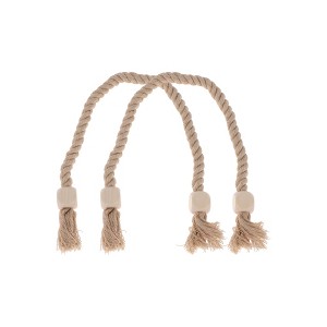 Unique Bargains Round Wooden Ball Magnetic Buckle Curtain Strap Cotton Linen Magnet Wood 2 Pcs - 1 of 4