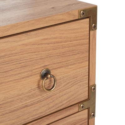 Galio Oak and Gold 3-Drawer Retro Night Table