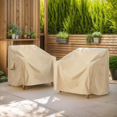 Dometour Outdoor Club Chair Cover, Beige, Set Of 2