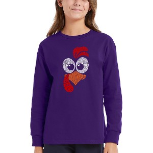 LA Pop Art Turkey Face - Girl's Word Art Long Sleeve T-Shirt - 1 of 4