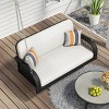 Nestfair 48.8" W Black Wicker Patio Swing Hanging Bench with Cushion Beige - 4 of 4