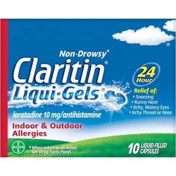 Claritin Allergy Relief 24 Hour Non-Drowsy Loratadine Liquid Gel - 10ct