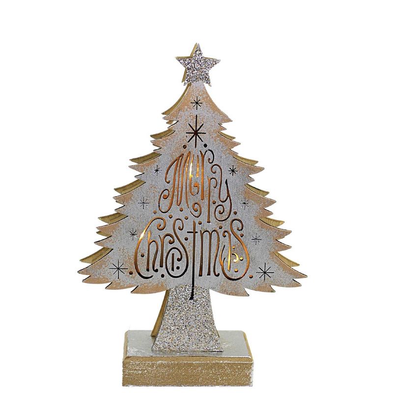 Christmas 10.5" Merry Christmas Lit Tree Led Battery Operated Star Ganz  -  Decorative Sculptures, 2 of 4
