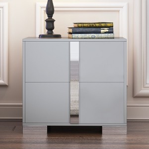 Bella Depot 23.3'' Nightstand with Metal Foot, Mirrored Bedside Table with 2 Drawers for Bedroom, Living Room - 1 of 4